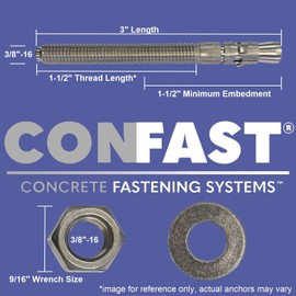 CONFAST 3/8" x 3" Stainless Steel Wedge Anchor (10 per Box)