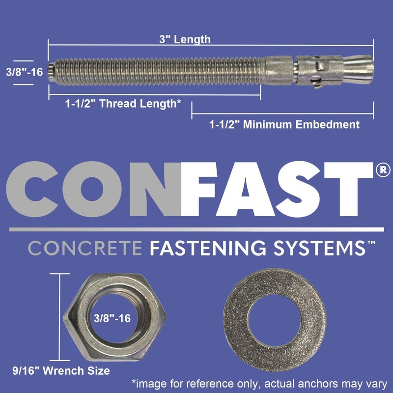 CONFAST 3/8" x 3" Stainless Steel Wedge Anchor (10 per