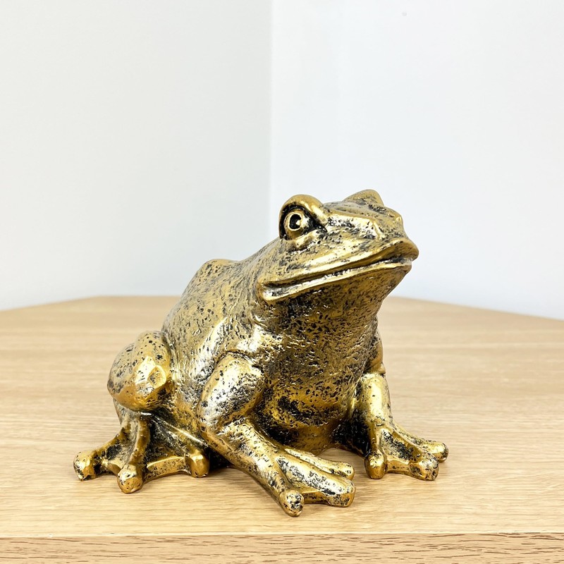 Alfie Francis Gold Frog Ornament Statue Home Shelf Decor Sculpture