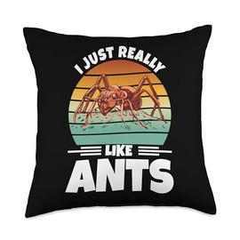 Ant colony terrarium insect lovers Retro I Just Really Like Ant Lover Insects Throw Pillow, 18x18, Multicolor