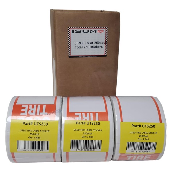 3 Rolls of 250 Stickers Total 750 Tire Label -