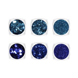 YOFASEN Pack of 6 Chunky Glitter Face Glitter Nail Art Accessories Glitter Crafts Sequins Mixed Set Cheeks Lips Makeup DIY Decor Sequins Blue Purple