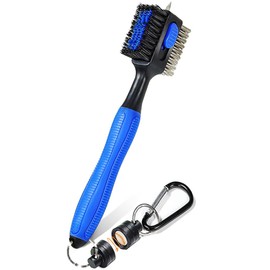 Golf Club Brush, Clean, Maintenance Tool, Club Groove Sharpener, Golf Accessories, Needles, Wire, Nylon, Three-sided Brush, Magnetic Snap, Portable, Lightweight, Convenient Storage, Cleans Gaps,