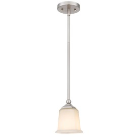 Tawson Nox Modern Farmhouse 1-Light Pendant Ceiling Light with White Glass Shade in Brushed Nickel Finish for Kitchen Island, Hallway, Entryway, Passway, Dining Room, Bedroom, Living Room