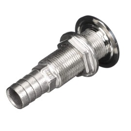 Attwood 66547-3 Stainless Steel Straight Thru-Hull Valve Fitting, Barbed, Standard Length, for 3/4-Inch Interior Diameter Hose