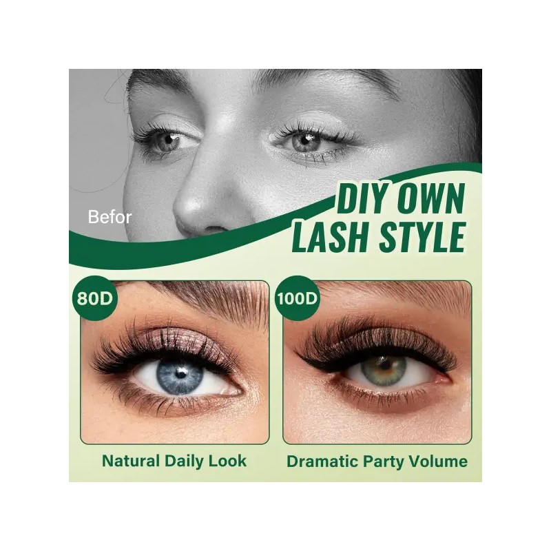 Kiyoulash 키요울래쉬 클러스터 3D 이펙트 속눈썹 280pcs 80D Curl 9-18MIX