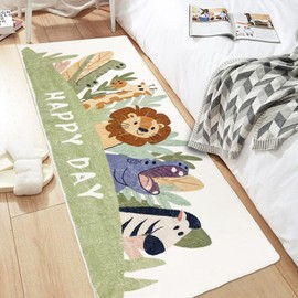 ABREEZE Kids Runner Rug 5.3FT,Animals Area Rug Play Mat for Kids Non Skid Washable Animal Throw Rugs Cute Cartoon Floor Carpet for Living Bedroom Study Nursery Dorm 2'x5.3',Green