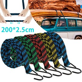 5Pcs 78.7inch Bungee Cords Elastic Bungees Cords with Hooks Heavy Duty Luggage Bungee Straps Anti-Slip Rope for Motorcycle Bicycles Luggage Moving Cargo Camping Car Roof Rack Strap