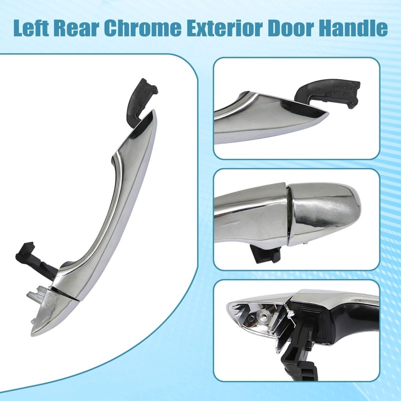 Priprilod Left Driver Side Outside Door Handle Rear Chrome Compatible