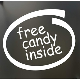 Stickers Decals Funny (Color White) Free Candy Inside Funny Decal Bumper Sticker car Truck Window Laptop