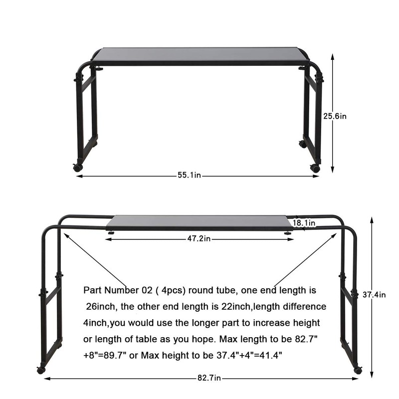 Overbed Table with Wheels Overbed Desk Over Bed Desk King