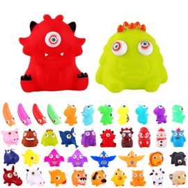 Funny Monster Pinch Toy Stress Relief Toys,2pc Monsters Red Green Popping Worm Stress Toy,Fidget Toys Squishy Squeeze Toy with Pop Out Eyes for Kids Adults Autistic Birthday Gift,Xmas Stocking Fillers