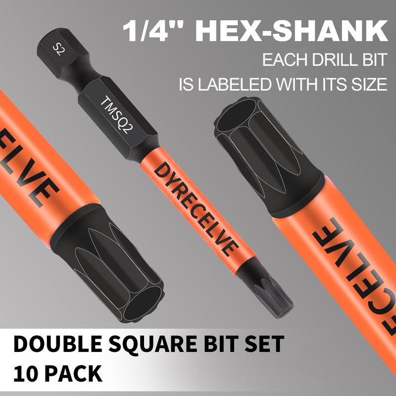 Professional 10-Pack 8 Point Torx Star & Double Square Bit