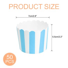 sourcing map 50pcs Cupcake Wrappers for Wedding, Paper Baking Cups and Muffins Liners for Birthday Wedding Party Supplies (Blue and White, Stripe)