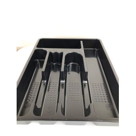 he-home essentials Flatware Tray+lid-Closes Tightly-Silverware Drawer Utensils Organizer with Cover-Cutlery Plastic Tray with Cover lid-Black