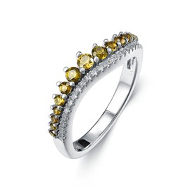 ATUP Birthstone Mother Rings for Women, Sterling Silver November Birthstone Rings Citrine Stackable Ring for Women Anniversary Valentine's Day Mother's Day Jewelry Gifts for Her Wife, Size 7