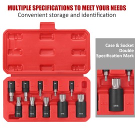Awang 10-Piece XZN Triple Square Spline Bit Socket Set, 1/4",3/8"and 1/2"Drive M4 - M18 Triple Square Socket Set,S2 Steel Bits and CR-V Sockets with Storage Case