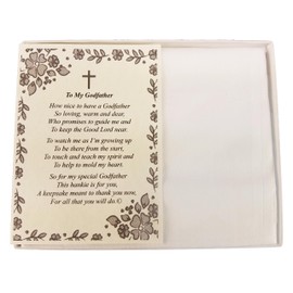 Wedding Collectibles Baptism Christening Dedication To My Godfather Poetry Handkerchief - Hankies Gift Keepsake