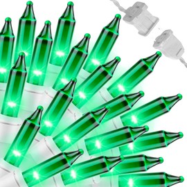 LAMPHOME Green Christmas Lights Set 100 Count 19.6 Feet Incandescent Bulb Mini String Lights for Indoor Christmas Tree Garland Birthday Wedding Party Festival Decoration, White Wire