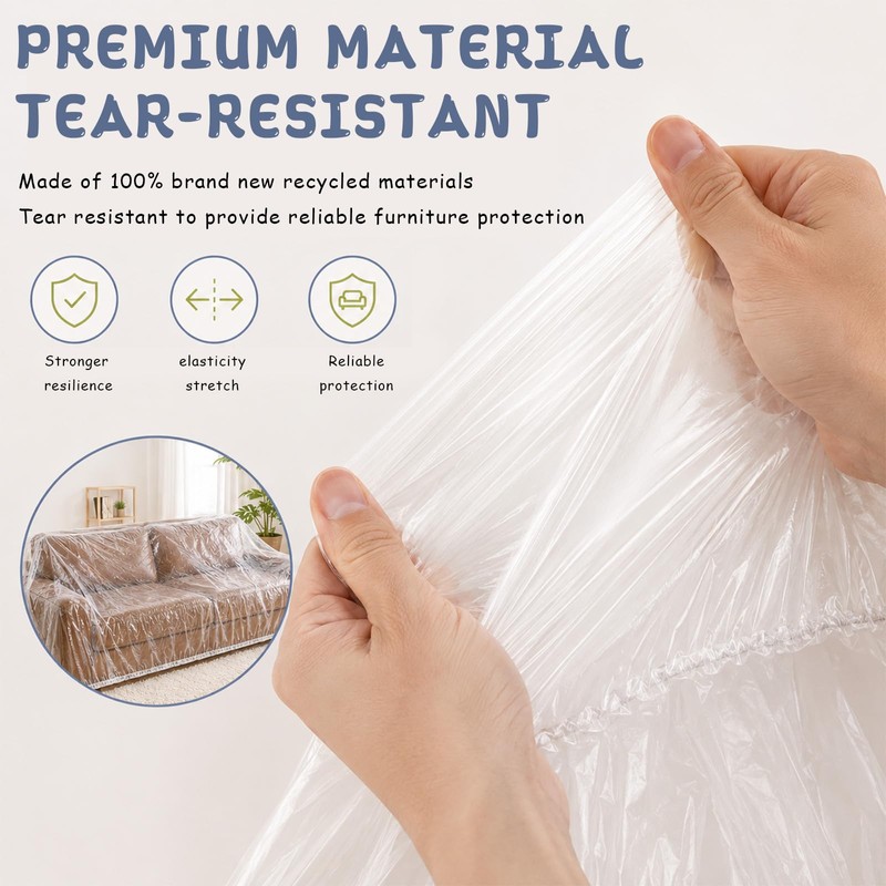 Dexpally 10 Pack Plastic Sofa Covers 360x240cm Extra-Large Couch Cover,