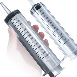 2 Pack Large Syringes, Large Plastic Garden Industrial Syringes for Scientific Labs, Measuring, Watering, Refilling, Filtration Multiple Uses (150 ML)