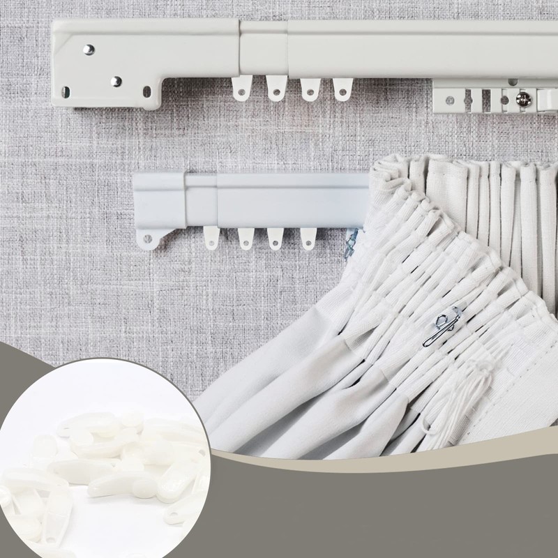Litoexpe Traverse Rod Slides Curtain Replacement, 100 Pieces White Plastic