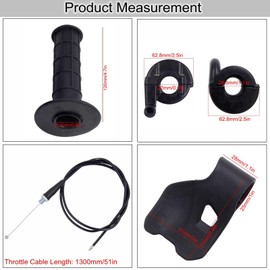 ELIFEPARTS 7/8" Throttle Accelerator Handle Grips: Compatible with 50cc, 80cc, 90cc, 110cc 125cc 140cc 150cc 200cc Dirt Bike, Mini Bike Throttle Assembly Throttle Cable and Motorcycle Throttle Assist
