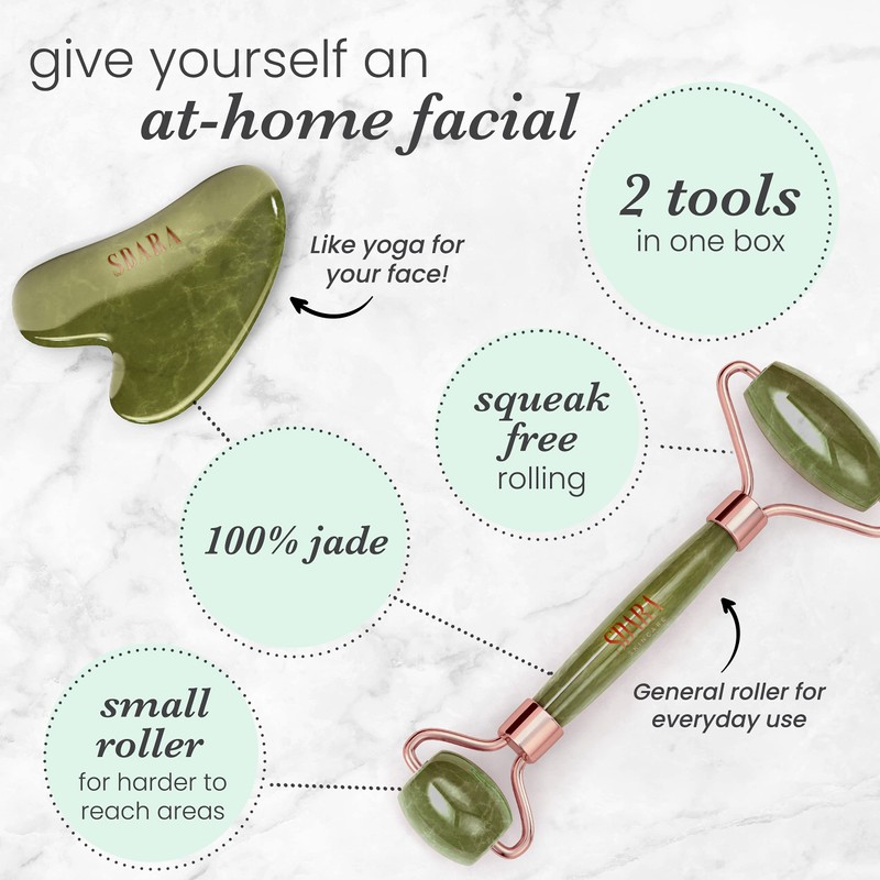 Sdara Gua Sha Stone and Jade Roller Set - Face