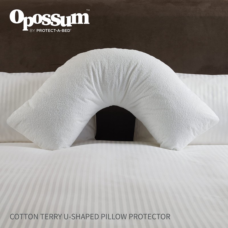 Opossum by Protect-A-Bed Cotton Terry Waterproof Pillow Protector, U Shaped