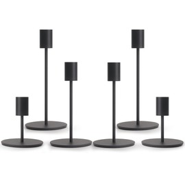 Black Candlestick Holders Decor - Candle Holder Black Taper Candle Holders Sticks Holder Centerpiece Wedding Table Decor for Home Christmas, Wedding, Dinning, Party, Anniversary（Set of 6）