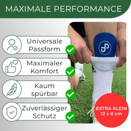 JDP Mini Shin Pads, Extra Small Shin Pads, Football, Men, Non-Slip Mini Shin Pads, Children's Football, Shin Pads, Small, Shin Pads for Football, 12 x 8 cm, Blue