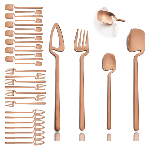 JASHII Flatware Set 32-piece Silverware Set Matte Finished Cutlery Set
