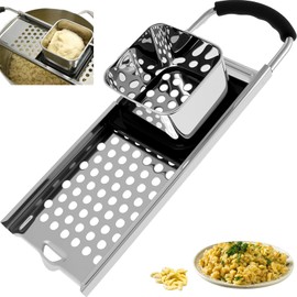 Kezidhp Spätzle Slicer, Stainless Steel with Rubber Handle, Potato Press, Spaetzle Scraper, Spätzle Sieve, Dishwasher Safe, for All Pots up to 30 cm in Diameter