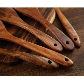 LUCENTKART Wooden Spatula Spoon for Cooking & Serving | Durable Wooden Spoon | Teak Wood Spatula for Nonstick Pans & Cookware