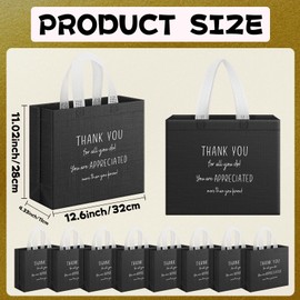 Demonwer 24 Pcs Employee Appreciation Gift Bags 12.6×11.0×4.7 Inch Reusable Glossy Thank You Gift Bags with Handle for Women Team Staff Coworker Teacher(Black)