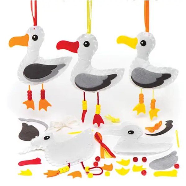 Baker Ross AR501 Bird Seagull Kits, Introductory Sewing for Beginners