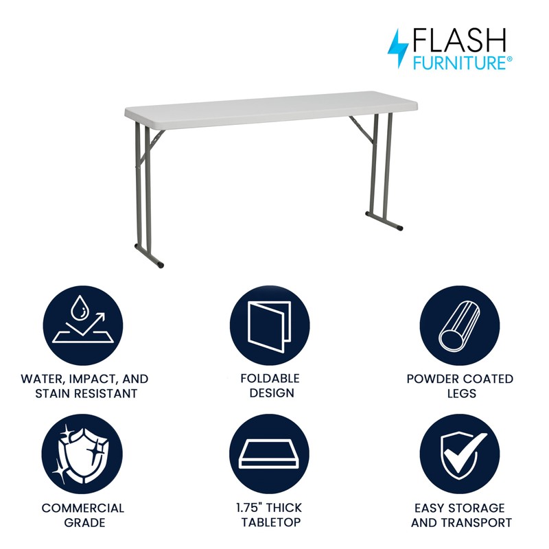 Flash Furniture Kathryn 5' Plastic Folding Training and Event Table,