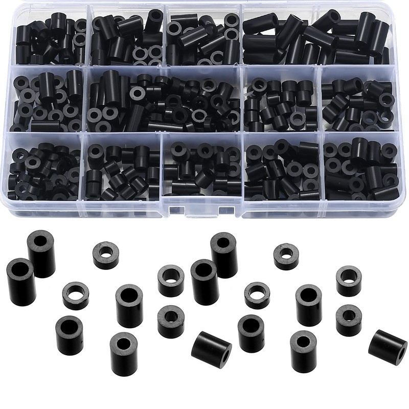 Pack of 320 Round Spacers, Nylon Plastic Spacer Sleeves, Washers,