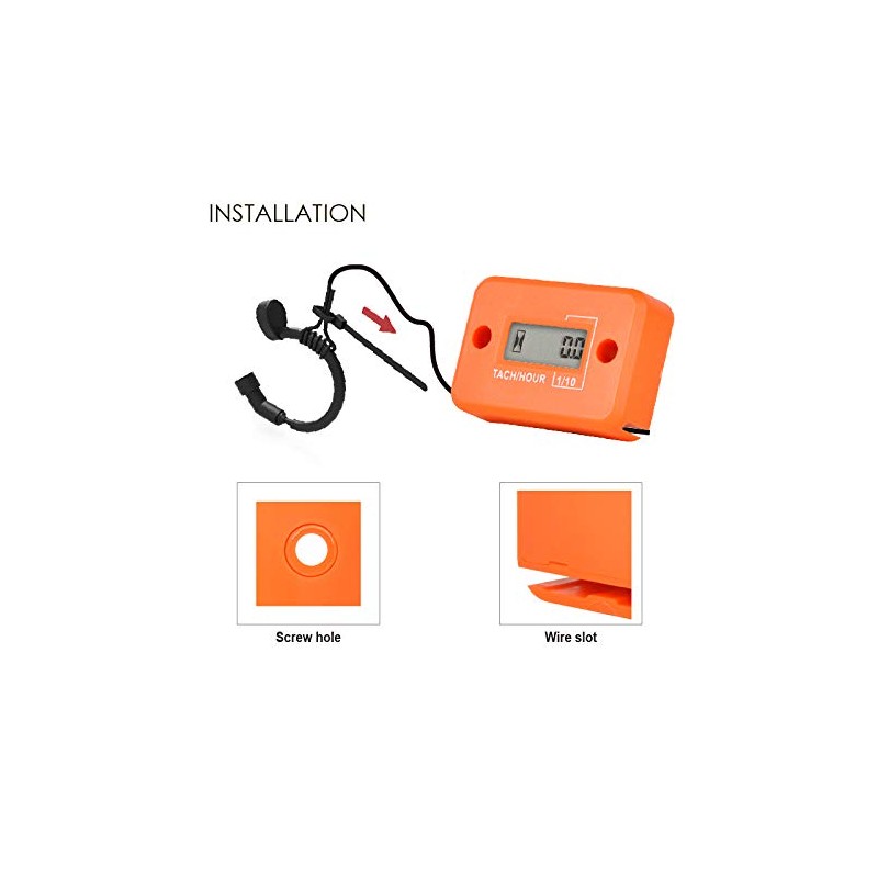 NInE-ROnG Tach Operating Hour Counter, Digital LCD Inductive Tachometer, RPM