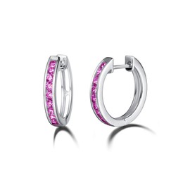 Women's Hoop Earrings Small Round 925 Sterling Silver White Gold Plated with Round Cut Sparkling Cubic Zirconia Jewellery for Women Girls – Diameter: 18 mm Width: 2.5 mm, Silver