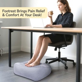 Inflatable Travel Foot Rest Pillow, Tavel Footrest Cushion,Soft Flocking Foot Pillow for Airplane, Cars, Office, Home
