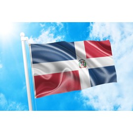 DMSE Dominican Republic Bandera De Republica Dominicana Flag 3X5 Ft Foot 100% Polyester 100D Flag UV Resistant (3'X5' Ft Foot)