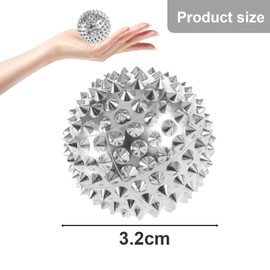 2 Stücke Igelbälle,Igelball Hart Klein Metall,32mm Akupressur Skill Ball,Skills Stress Magnetische Massageball für Rücken,Beine,Füße und Hände Stress Relief Muskelmassage (Sliver)