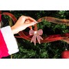 FurniGift Metal Bowknot Christmas Ornaments 2025- Pink Bowknot with Rhinestones