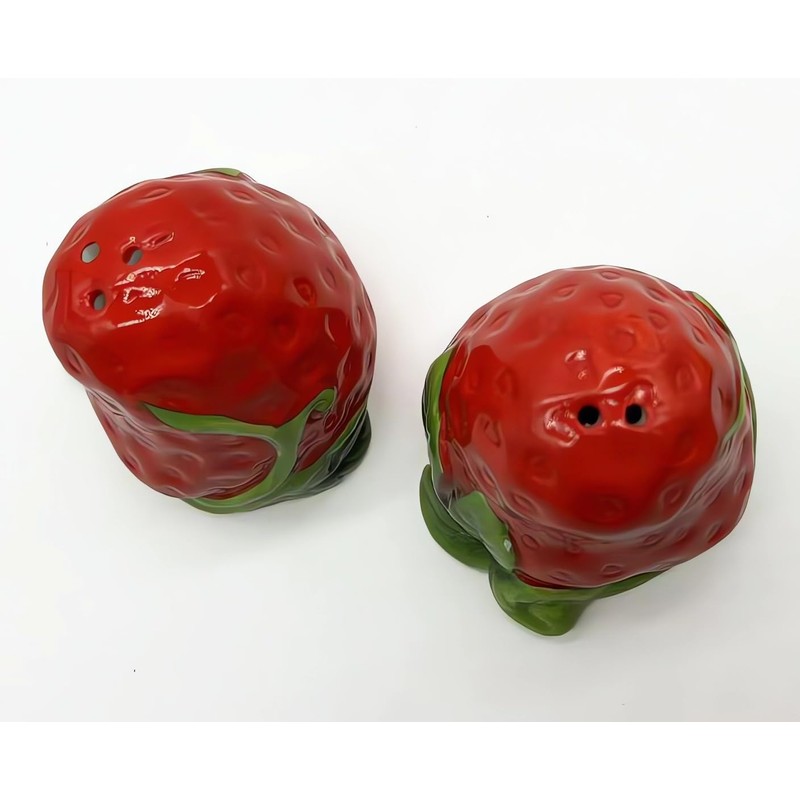 Ceramic Salt & Pepper Shakers - Strawberry Shaped Salt &