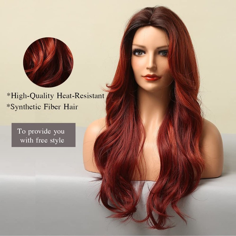 Esmee 24 Inch Ombre Red Brown Wigs for Women Synthetic