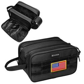 Joyflbag Toiletry Bag for Men - Extra Large Hanging Travel Toiletry Bag, Tactical Molle Dopp Kit for Men, Water-Resistant Shaving Bags for Travel - Color: Black