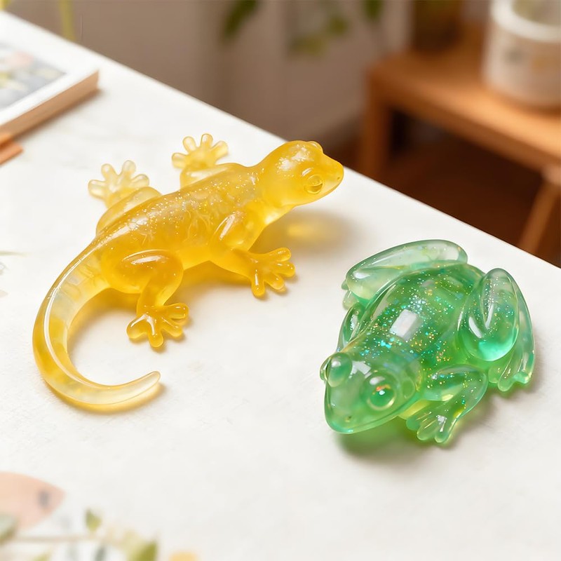 Permulaan 3PCS 3D Lifelike Animal Resin Molds - Turtle, Frog,