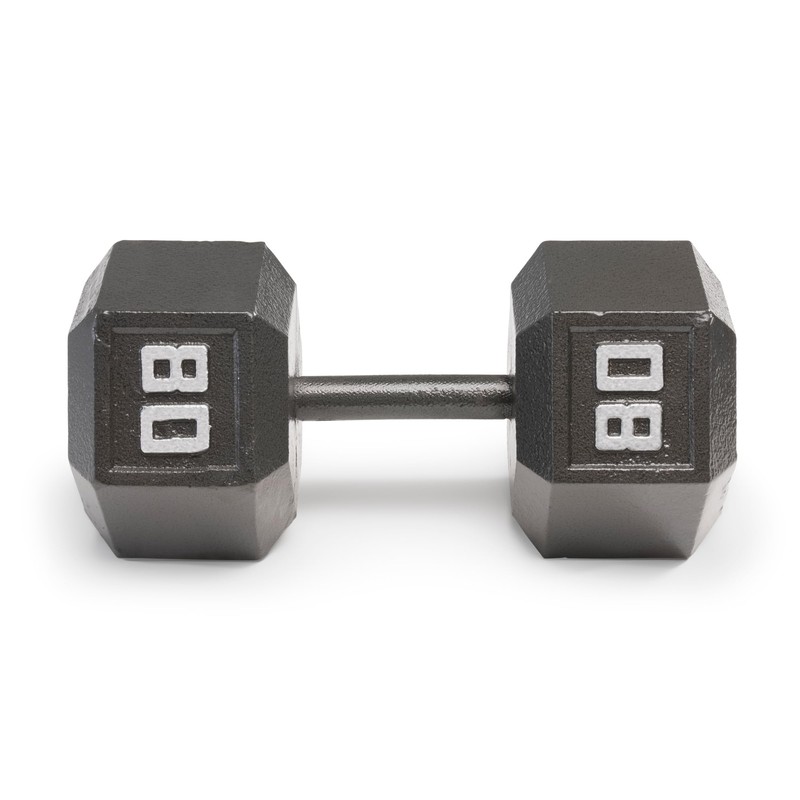 Marcy 80lb Cast Iron Hex Dumbbell, Single, IV-2080