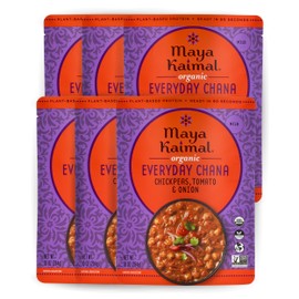 Maya Kaimal Foods - Organic Indian Everyday Chana - 10oz - Fully Cooked with Chickpeas, Tomato & Onion - Vegan - Microwavable - Ready to Eat - Pack of 6